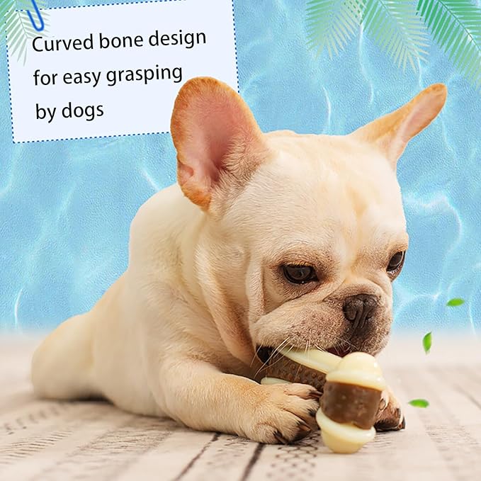 Dog Bones Chew Toys for Aggressive Chewers, 2 Pack Real Beef Flavor,Indestructible Dog Teething Chew Toys for Large/Medium/Small Breed,Tough Toy with Durable Nylon