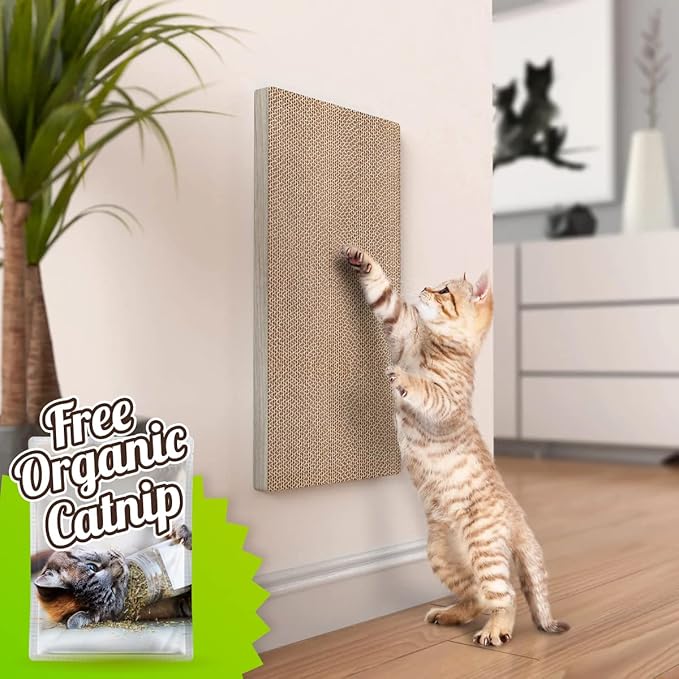 Way Basics Premium Wall Mount Scratch Pad Cat Scratcher with Silvervine Catnip - zBoard Lasts 2X Longer