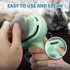 Steam Pet Brush for Shedding, 3 In 1 Self Cleaning Anti-Static Steamy Hair Brush, Reduces Loose Hair and Shedding for Long and Short Hair Pets Grooming, Green