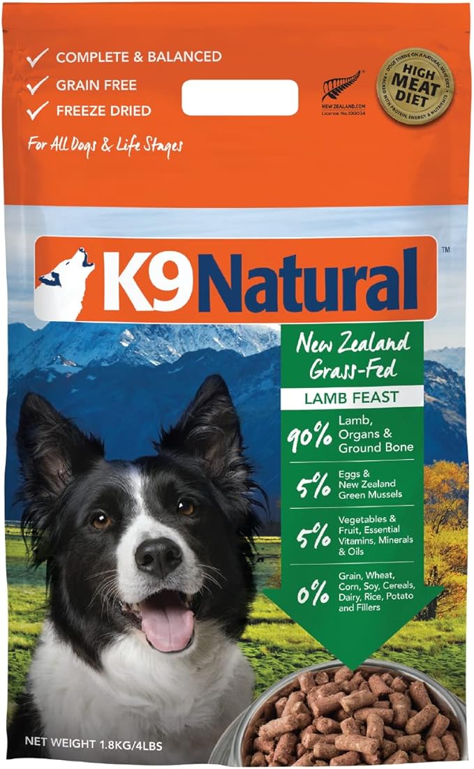 K9 Natural - Grain Free Freeze Dried Dog Food - Lamb, 4lb
