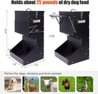 Outdoor Automatic Dog Feeder Large Breed 25 lbs, Galvanized Gravity Feeder for Dogs Metal Self Feeding Dog Food Dispenser Hanging Pet Food Feeders for Dogs Chickens and Farm Animals