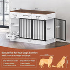 47.2" Dog Crate Furniture with Storage Drawers & Hidden Bowl, Wooden Indoor Kennel with Shelf & 2 Doors, Pet Cage for Small/Medium Dogs