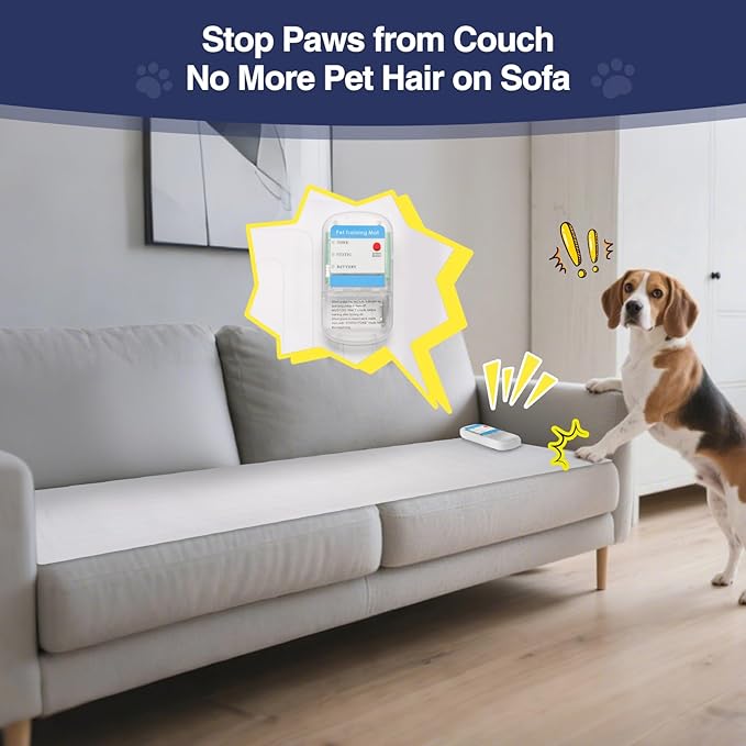 PAPARELA Scat Shock Mat for Dogs and Cats Indoor, Pet Shock Mats for Training Pets, Electric Repellent Mat Keeps Dogs and Cats Off Counter, Couch and Sofa, 3 Training Modes (48"x 20" Two Pieces)