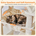 Taoqimiao Cat Tree 71-Inch, Cat Tower for Indoor Cats Large Adult, Multi-Level Large Cat Condo, 8 Sisal Scratching Posts, Metal Frame Cozy Hammock, Scratch Board, 2 Top Perches, Beige MS026LM