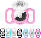 QR Code Pet Air Tag Tracker Holder - Waterproof Silicone Case for Dog & Cat Collars, Reusable ID Tag with Secure QR Tracking, No GPS Needed (Pink; M)