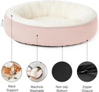 Love's cabin Round Donut Cat and Dog Cushion Bed, 25in Pet Bed for Small or Medium Dogs, Anti-Slip & Water-Resistant Bottom, Soft Durable Fabric Pet Beds, Washable Calming Cat & Dog Bed Pink