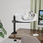 Cat Bed for Desk Elevated Cat House Over Desk Keeps Kitten Cat Close and Workspace Clear Cat Box with Pet Cushions (Straight Rod)