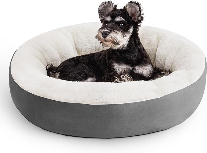 Love's cabin Round Donut Cat and Dog Cushion Bed, 20in Pet Bed for Cats or Small Dogs, Anti-Slip & Water-Resistant Bottom, Super Soft Durable Fabric Pet beds, Washable Luxury Cat & Dog Bed Dark Grey