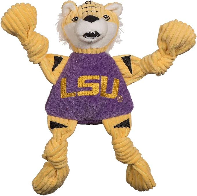 HuggleHounds Knottie Plush Dog Toy - Dog Stuffed Animal Toy, Puppy Toys, Squeaky Dog Toy for Small, Medium & Large Dogs, Durable Plush to Keep Them Busy, Officially Licensed - Mike The Tiger, Large