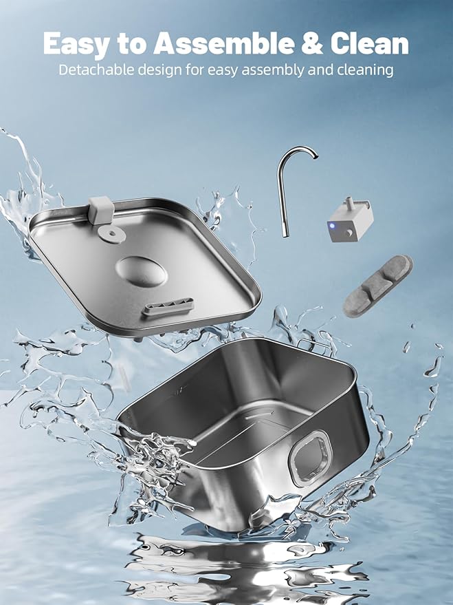 Dog Water Fountain Stainless Steel, 410oz/3.2Gal/12L Large Pet Water Fountain for Large Dog, Dog Water Bowl Dispenser with Water Level Window & LED Indicator, Super Quiet, with 2pcs Filters