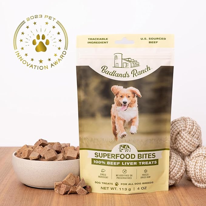 Superfood Bite, Freeze-Dried Raw Dog Treats - Protein Rich, Train & Reward, Traceable Single Ingredient by Katherine Heigl (4 Ounce (Pack of 4) Beef Liver)