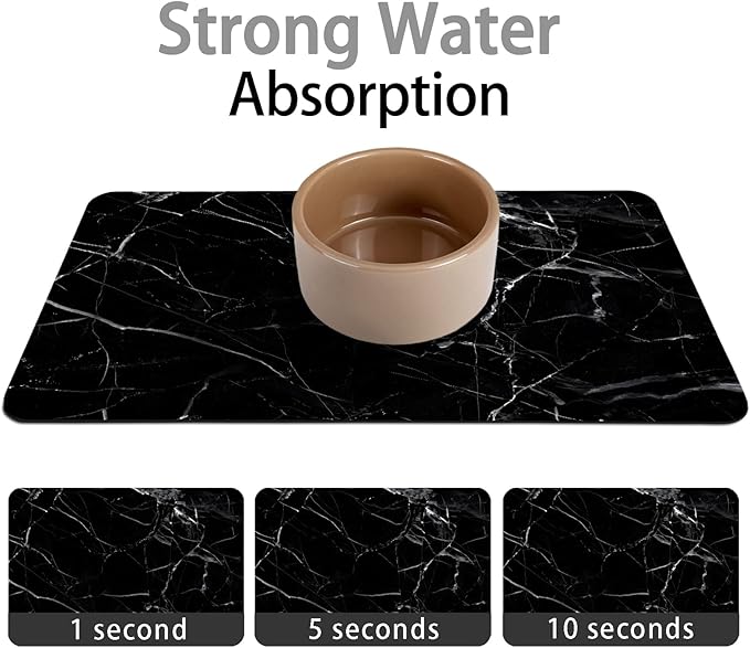 Dog Food Mats for Floors Absorbent, Pet Cat Food Mat - Quick Dry Dog Bowl Mats for Food and Water, Eco-Friendly Boho Pet Supplies