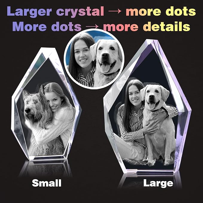 Personalized Dog Memorial Gifts, 3D Crystal Photo,Pet Memorial Gift,3D Engraved Crystal Keepsake Gift, Dog Photo Frame,Christmas Personalized Gift,Dog Pictures