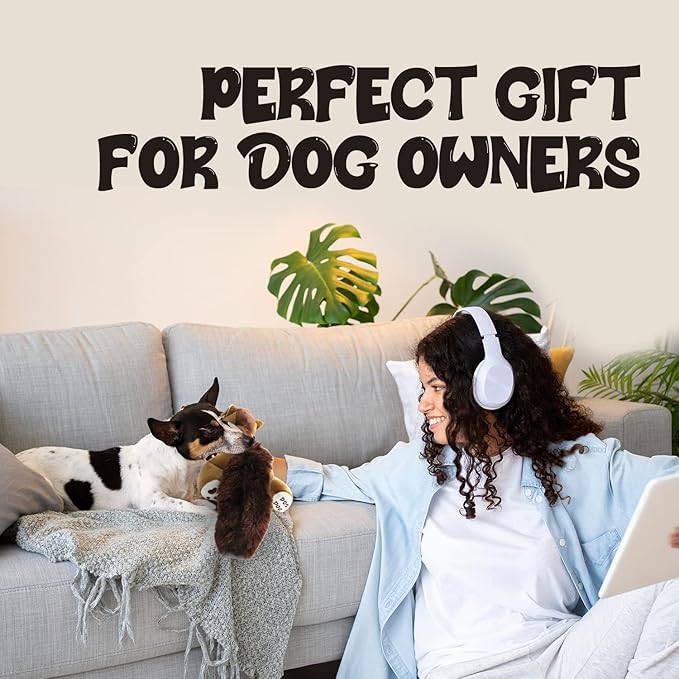 Dog Dog Big Fat Squirrel Plush Chew Toy Stuffed Animal with Squeaker and Smooth Fur and Durable Fabric with Fluffy Tail Surprised Look for Dogs, Kids and Animals