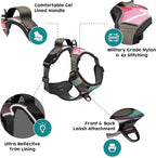 Embark Adventure Dog Harness, Reflective Trim No Pull Harness for Large Dogs - Military Grade Nylon, Front Clip with Gel Lined Handle. Soft & Padded Puppy Harnesses for Any Breed