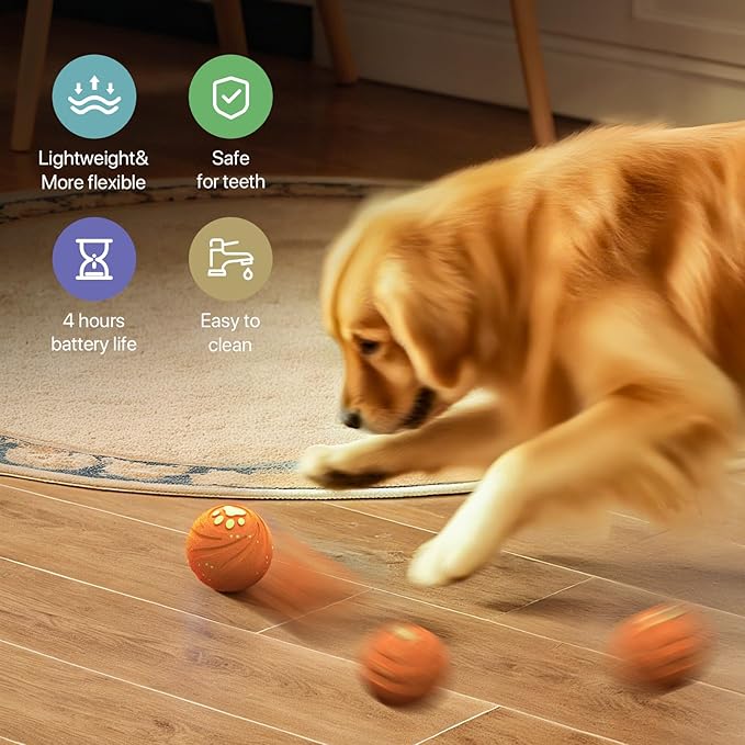 Interactive Dog Toys Balls Moving - Smart Automatic Bouncing Interactive Dog Ball, Durable Pet-Safe E-TPU Material, IPX7 Waterproof, Anti Boredom Dog Toys to Keep Them Busy for Large and Small Dogs