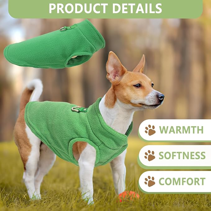 2 Pieces Fleece Dog Sweater Vest Winter Warm Dog Sweaters for Small Dogs Male Female Fall Pullover Doggie Clothes with D-Ring Soft Puppy Cold Weather Coat Clothing (Blue,Green, Medium)