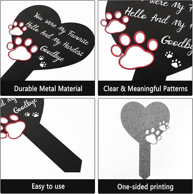 12 inch Metal Dog Memorial Grave Markers Dogs Cemetery Headstones Decorations Stakes Cemetery Memorial Plaque for loss of Puppy Pet Cross Tombstones Stake Ornaments Sign for Garden Outdoor Yard
