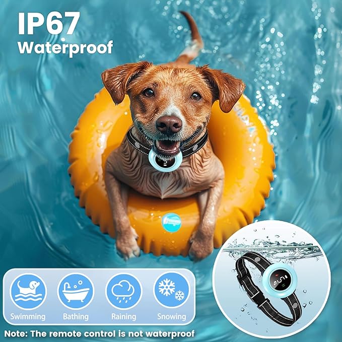 2-in-1 Shock Collar for Dogs & Dog Training Collar with Remote Control 3300FT, Dog Bark Collar with IP67 Waterproof 5 Level Sensitivity, Rechargeable E Collar for Small Medium Large Dogs - Blue