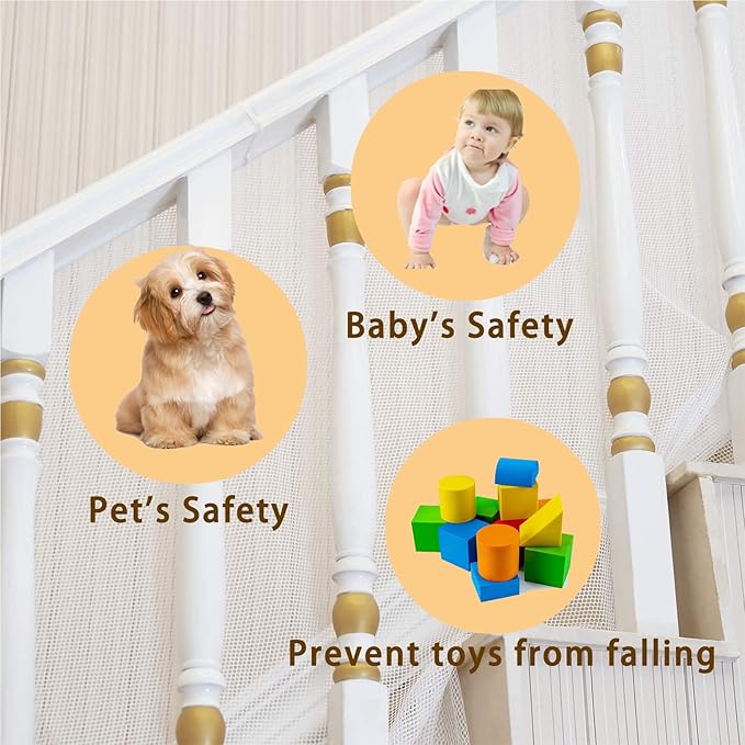 PetSafe Balcony Netting - Stairway Net for Pets & Kids, Clear (10ft*2.6ft Thick)