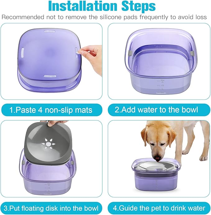 UPSKY 70oz Dog Water Bowl 2L No Spill Dog Bowl Large Capacity Spill Proof Slow Water Feeder, No Splash Dog Bowl Pet Water Dispenser Vehicle Carried Travel Slow Drinking Bowl for Messy Drinkers, Cats