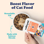 Solid Gold Bone Broth Cat Food Topper - Limited Ingredient Lickable Cat Broth Pouches w/Salmon Protein Shreds & Collagen for Hydration & Gut Support - Easy to Serve Gravy for Cats Meal Topper - 12ct