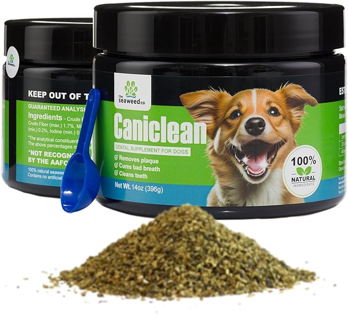 Caniclean Seaweed for Dogs Teeth - Dog Tartar Removal Tool, Plaque Remover, and Breath Freshener - Get Plaque Off Dogs Teeth Naturally. 14oz/396g.