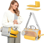 Small Dog Sling Carrier, Front Facing Dog Carrier Sling, Hands Free Pet Carriers Bag with Padded Adjustable Strap and Poop Dispenser Machine Washable for Small Dogs Cats Travel Outdoor-Grey
