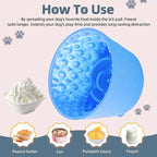 Dog Slow Feeder Lick Bowl, Non-Slip Licking Treat Dispenser, Slow Feeder Dog Bowls for Small Medium Large Breed Dogs, Anxiety Relief & Anti-Choking, BPA Free Silicone (Light Blue, 1.6 Cup)