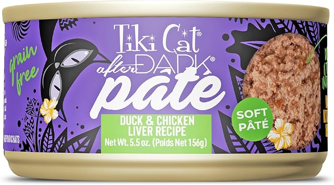 Tiki Cat After Dark Soft Pate Wet Cat Food, Duck & Chicken Liver Recipe, 5.5 oz. Can (8 Count)
