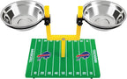 NFL Buffalo Bills Goalpost Football Field Dog Feeder – Adjustable Elevated Dog Bowls with Stand, 2 Stainless Steel Bowls, Non-Slip Rubber Feet, Raised Pet Feeder for Large & Small Dogs, Cats.