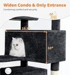 Made4Pets Cat Tree Tower 56" Cat Tower for Indoor Cats Kitten Tree Multi-Level Cat Tree with 2 Condo Furniture Activity Center with Scratching Posts Funny Toys (Black)