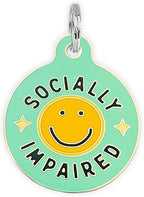 Personalized QR Code Dog Tags - Choose from 25+ Tag Designs - QR Code Links to Your Profile - Unique, Cute, Funny, Sassy Pet ID Tag (Socially Impaired, Large (1.25 inch))