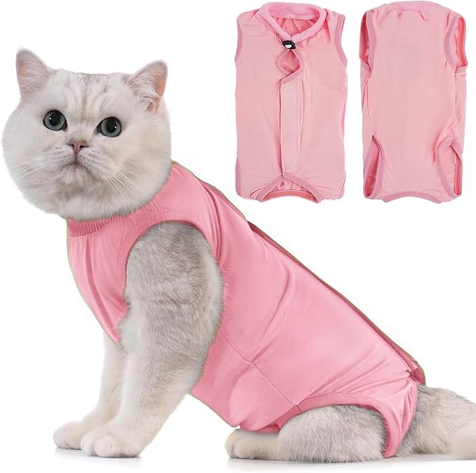 Avont Cat Recovery Suit - Kitten Onesie for Cats After Surgery, Cone of Shame Alternative Surgical Spay Suit for Female Cat, Post-Surgery or Skin Diseases Protection -Pink(M)