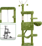Cat Tree, 63 inch Multi-Level Cat Tower for Indoor Cats, Cat Condo with Cat Scratching Post and Board, Cat Hammock, Green GCT011GR