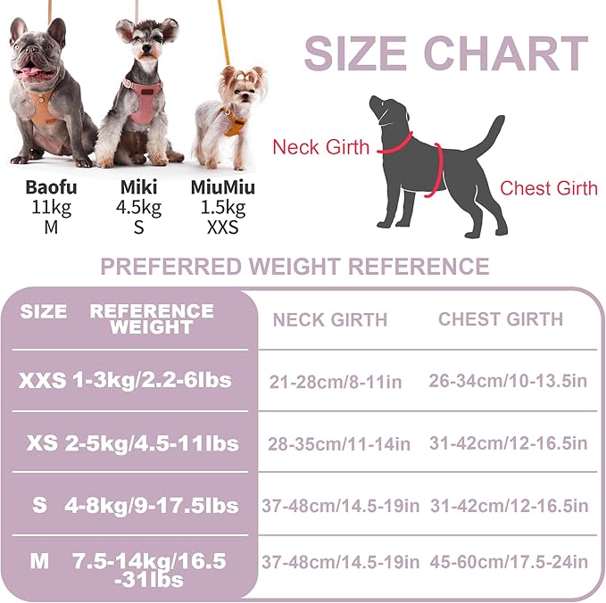Puppytie No Pull Small Dog Harness with Multifunction Dog Leash,Lightweight Soft Adjustable No Choke Escape Proof Pet Harness Vest Pet Harness Vest,Polka dots Taro Purple,S