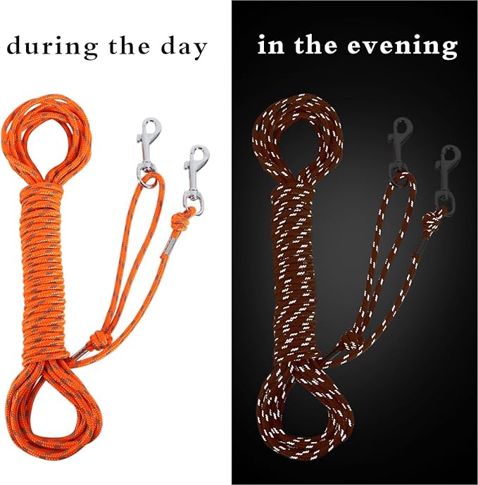 Reflective Cat Leash -15FT Cat Cable Out Escape Proof Walking Leads Yard Long Durable Safe Personalized Extender Leash Traning Play Outdoor for Puppies/Kittens/Rabbits/Small Animals