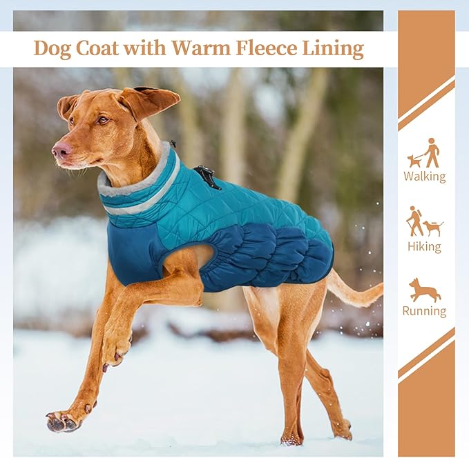 Large Dog Coat, XXLarge Dog Winter Coat, Waterproof Pet Jacket with Back Zipper,Extra Large Pet Coats, Warm Fleece Jacket with D-Ring, Windproof Winter Clothes Golden Retriever,XXL