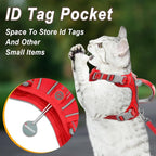 Cat Harness and Leash Set for Walking Escape Proof for Small Large cat Kitten Harness with ID tag Pocket (Red,XS)