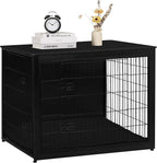 DWANTON Dog Crate Furniture with Cushion, Wooden Kennel Table with Double Doors, Indoor Dog House, Extra Large Size, 43.3" L, Black