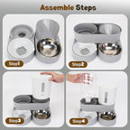 2 in 1 Automatic Dog Feeder and Water Dispenser,All-in-One Gravity 2.6L Pet Waterer, 2.4L Pet Feeder for Small Medium Cats Dogs