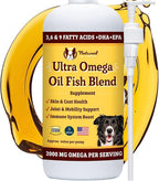 Natural Dog Company Ultra Omega Oil for Dogs a 2000 MG Omega 3, 6, 9 with Salmon, Pollock & Flaxseed Oil, EPA & DHA, Dog Supplement for Skin, Coat, Joints, Allergy & Itch Relief, Dog Fish Oil 16oz
