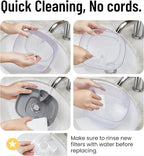 Veken Cat Water Fountain with Detachable Tank, Easy to Clean & Assemble, 84oz/2.5L Automatic Pet Drinking Dispenser with Quiet Operation & LED Light for Cats, Dogs and Small Pets, Grey