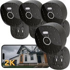 2K Security Camera, Outdoor/Indoor for Home, Pet, Baby, Nanny, IP65 Wterproof Color Night Vision, White Light & Siren, Recording, Motion Detection, Compatible with Alexa,Black-4P