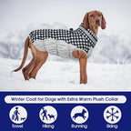 FUAMEY Dog Coat for Small Dogs,Waterproof Dog Winter Jacket with Harness Built in Puppy Cold Weather Coats Reflective Pet Vest with Zipper Warm Fleece Dogs Snowsuit Windproof Checkerboard XS