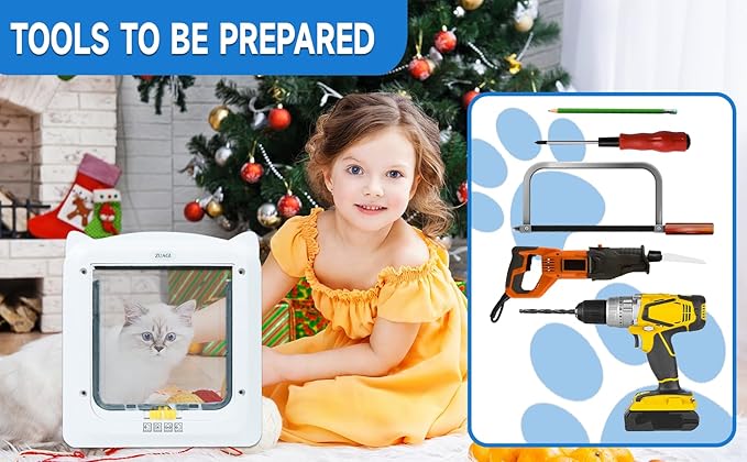 4 Way Locking Weatherproof Pet Gate - Cat & Dog Door for Sliding Glass Door (12.7''x11'', Inter Size 8.7''x7.9'')