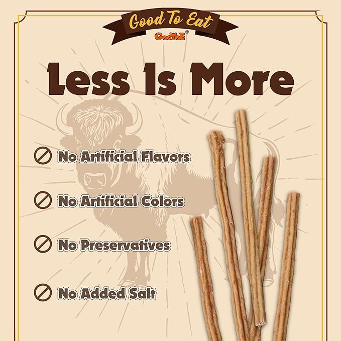 Gootoe Buffalo Dog Treats, Buffalo Bites Stick (Small) 8oz - Natural Low-Fat Chews for Training & Rewards, Limited Ingredient, Resealable Bag, Perfect for Small Dogs & Puppies