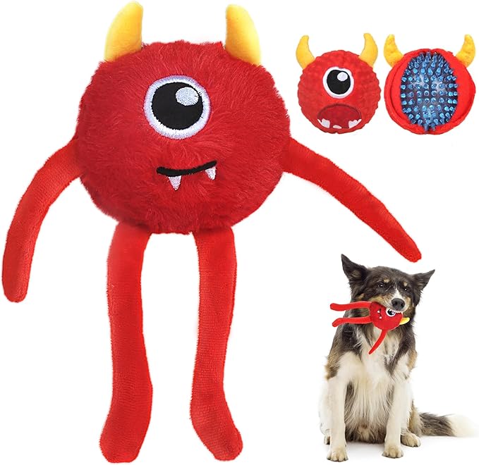 Fida Dog Chew Toys for Aggressive Chewers(3in1),Squeaky Dog Toys for Large Dogs,Interactive Dog Toys to Keep Them Busy, Dog Ball for Small, Medium and Large Dogs(Red)