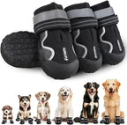 Dog Shoes for Large Small Medium Dogs,Dog Booties for Indoor Hardfloors Anti-Slip,Reflective Strip Waterproof Dog Boots & Paw Protectors for Outdoor Walking Hot Pavement,Winter Snow (Black-8)