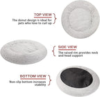 Bedfolks Calming Donut Extra Large Dog Bed, 45 Inches Round, Anti-Anxiety Plush, Washable with Non-Slip Bottom (Light Grey)